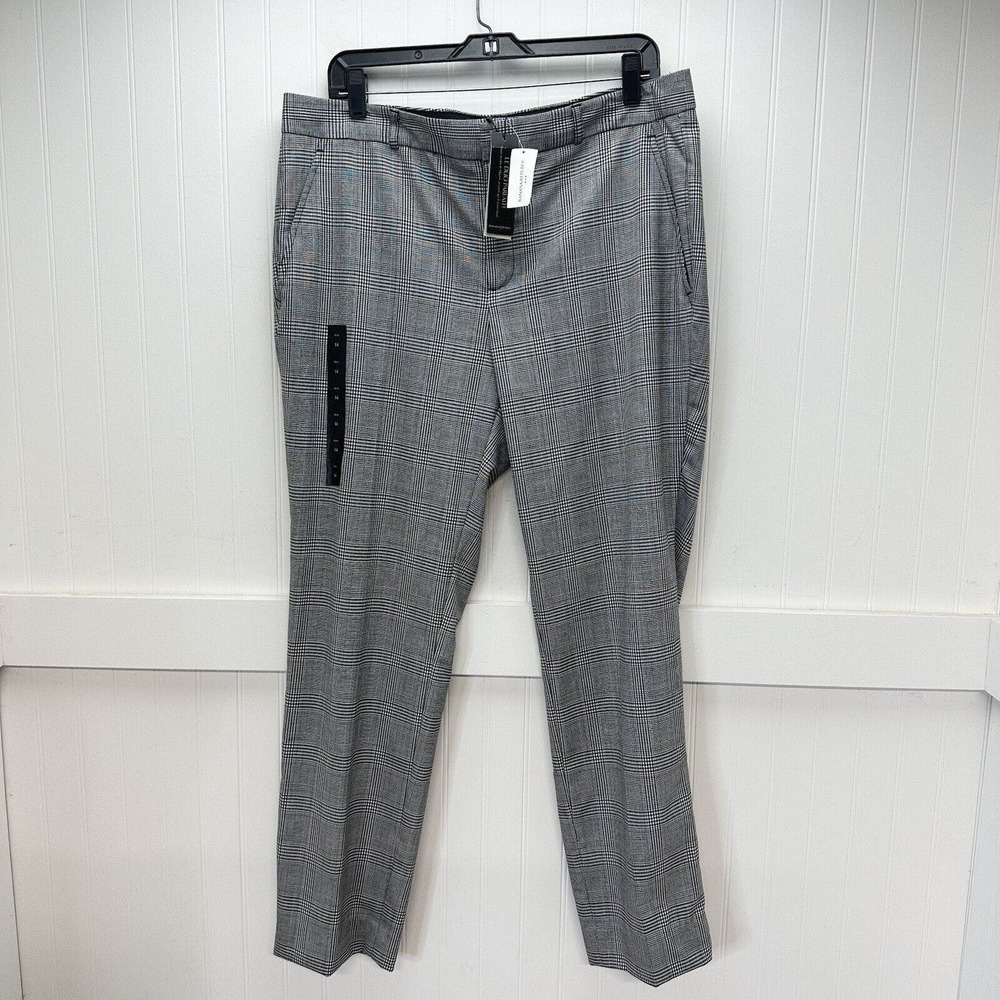 Banana Republic Pants Womens 14 Ryan Straight Trouser Glen Check Plaid NEW